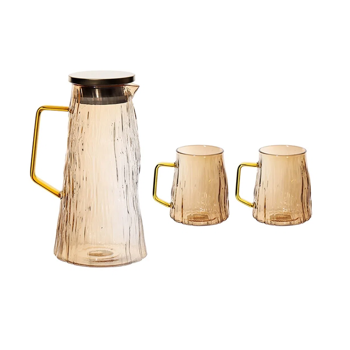 Krüge Glaswasserkessel Set mit 2 Tassen Haushalt Großkapazität Krug Wasserkrug mit Griff for Getränke Tee Heiße und kaltes Wasser Wasserkrug (Color : A)