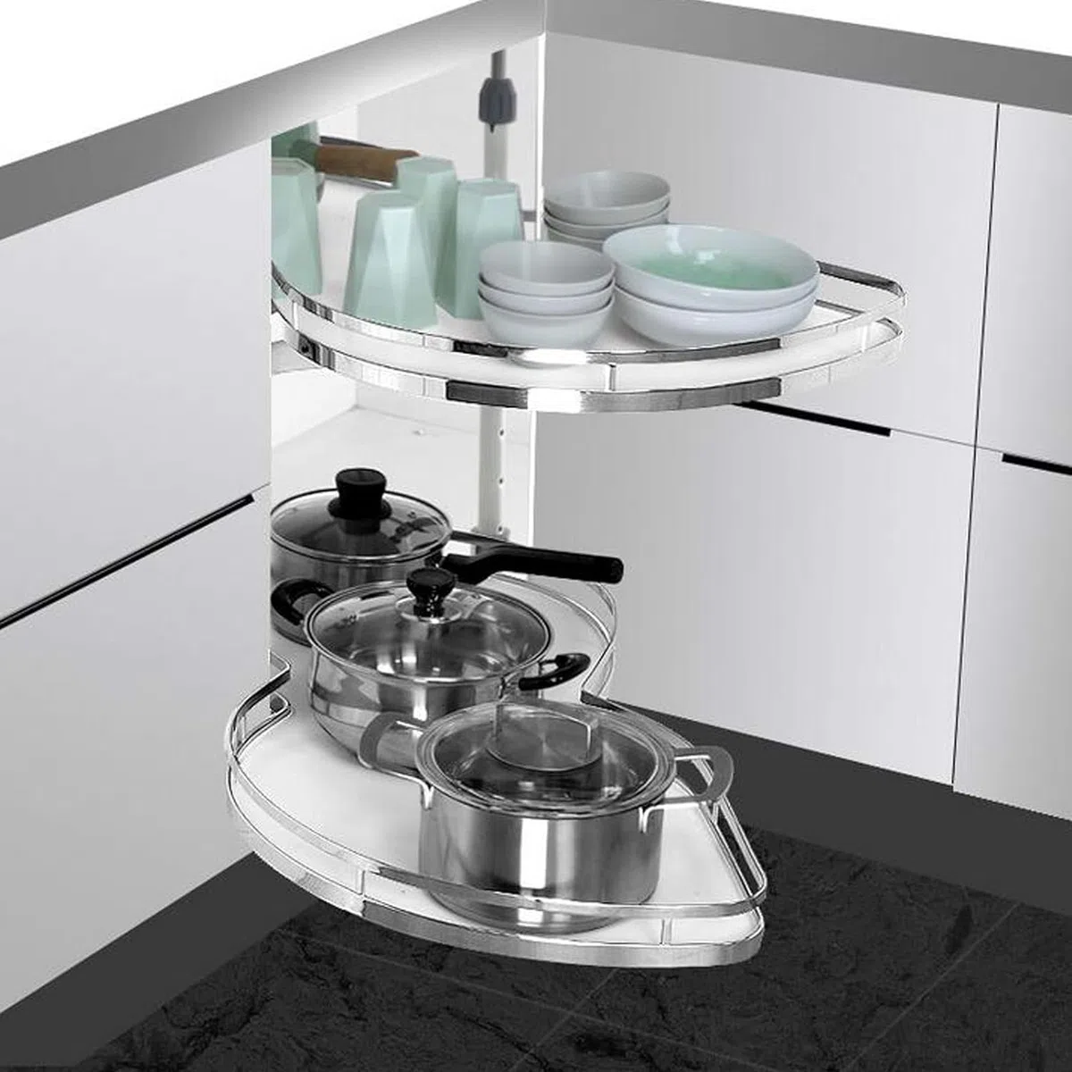 Ausziehbarer Organizer für Küchenschränke mit blinden Ecken, Schrank-Organizer, ausziehbare Regale für die Speisekammer, Schrank-Organizer für Kleinschränke für die Speisekammer, Küche, Bad, für