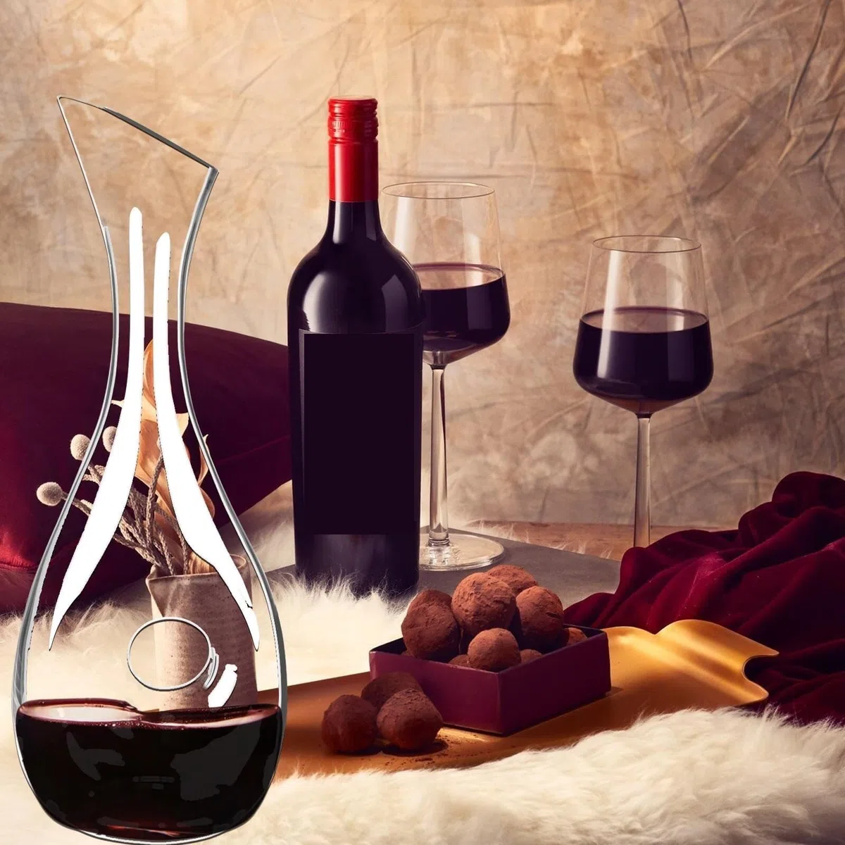 Wein Dekanter Hohlkreis-Weinkaraffe, Große Durchbrochene Karaffe, Krug Bar Zubehör