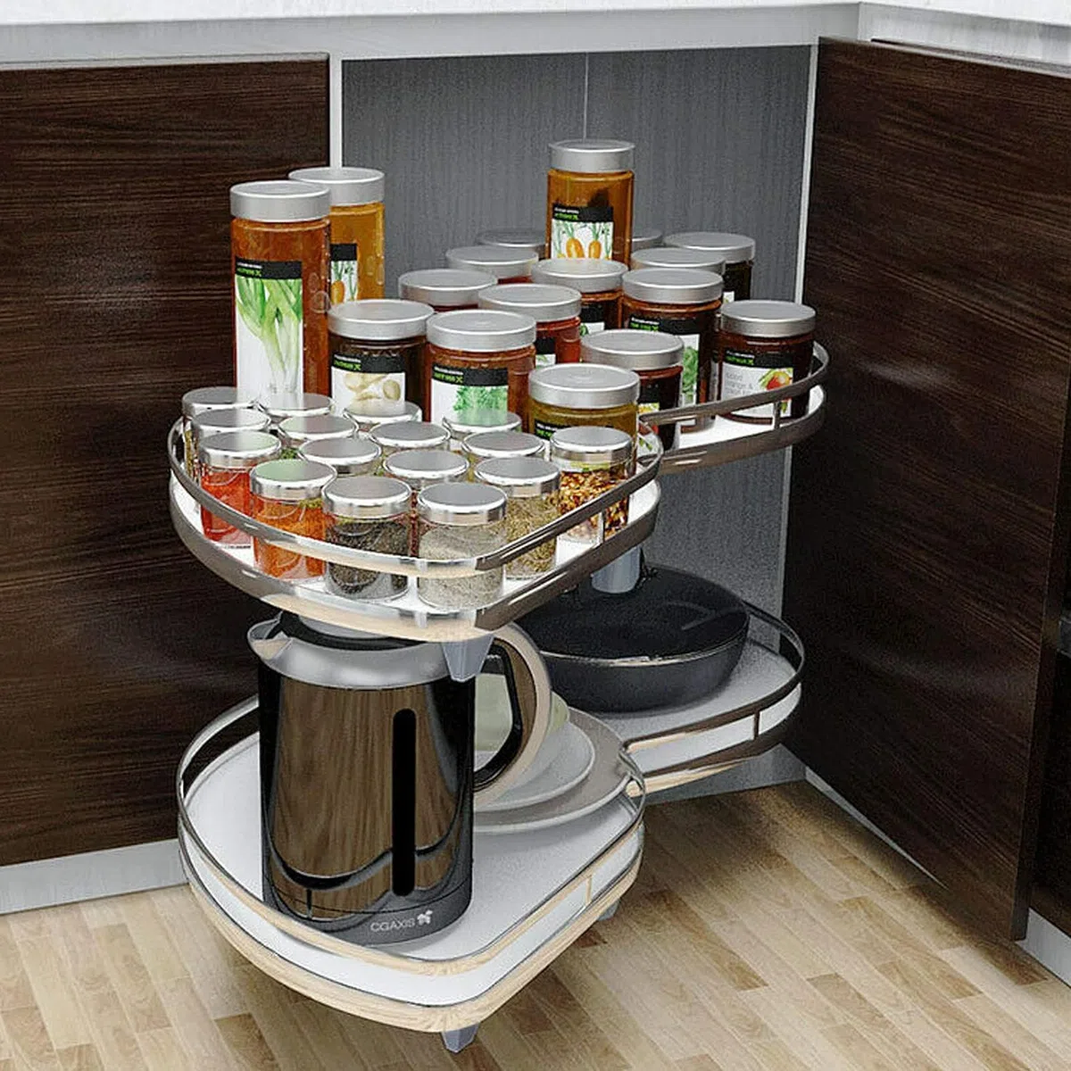 Ausziehbarer Organizer für Küchenschränke mit blinden Ecken, Schrank-Organizer, ausziehbare Regale für die Speisekammer, Schrank-Organizer für Kleinschränke für die Speisekammer, Küche, Bad, für
