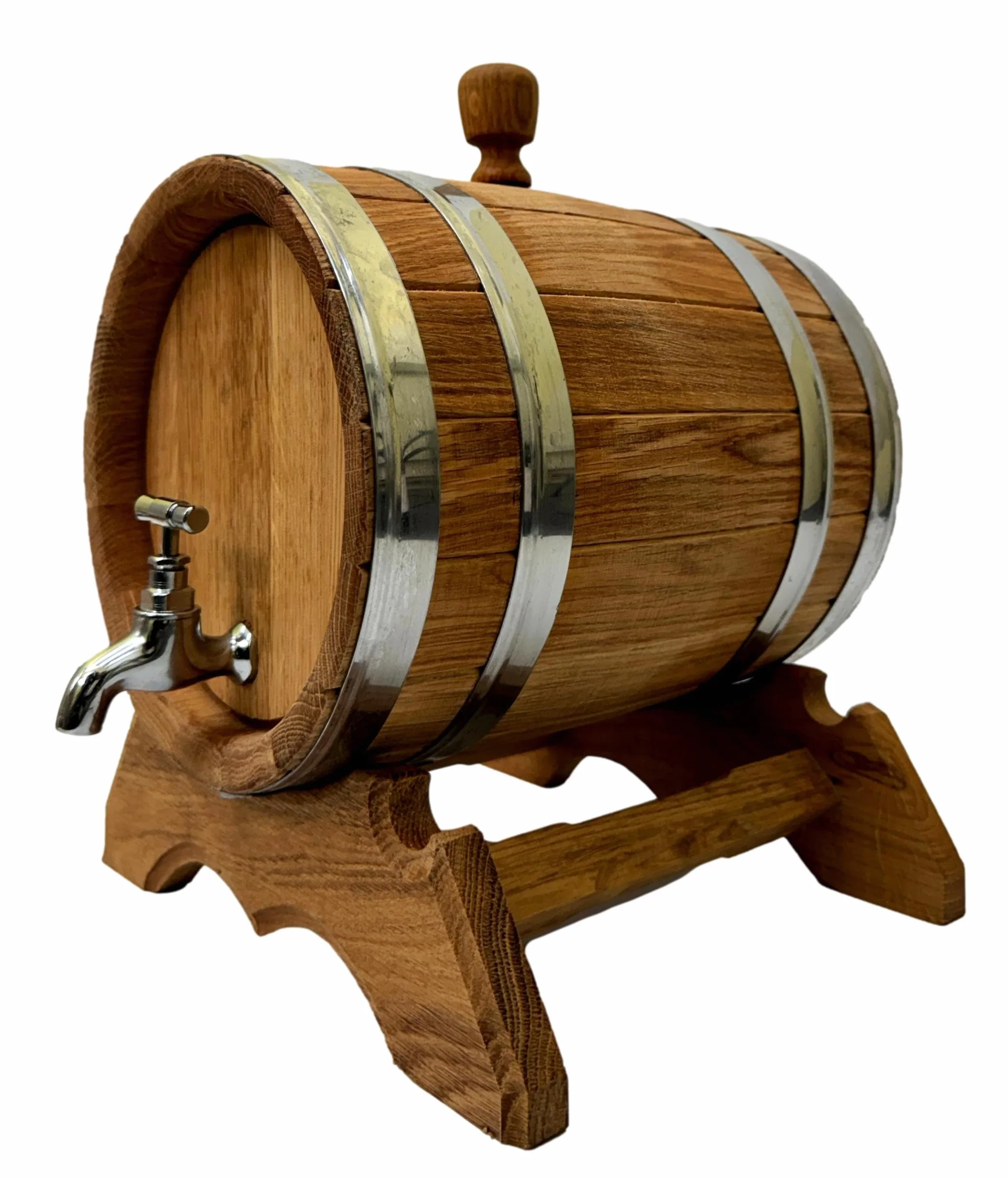 Wooden World - Eichenholzfass mit Zapfhahn auf Ständer - Fass für Wein, Whisky, Brandy - 10 Liter