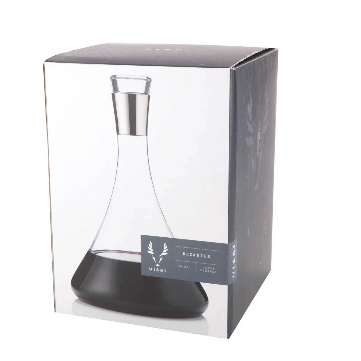 Viski Irving Weindekanter mit Glasstopfen, bleifreie Kristallkaraffe für Rot- und Weißwein mit Chrom-Akzenten, eleganter großer Krug für Einweihungsfeiern, Hochzeitsgeschenke, 1,701.0 g, Harrison