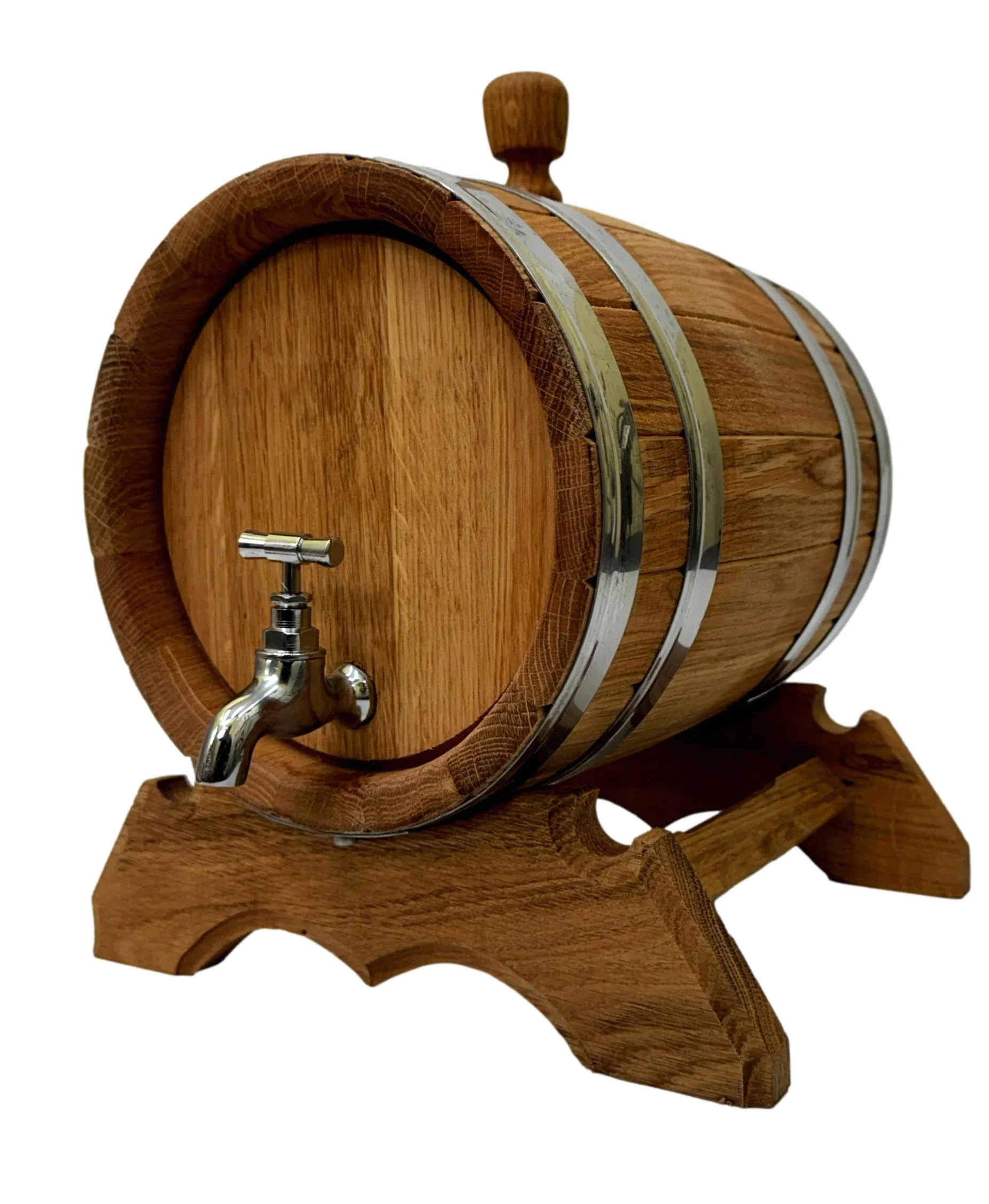 Wooden World - Eichenholzfass mit Zapfhahn auf Ständer - Fass für Wein, Whisky, Brandy - 10 Liter
