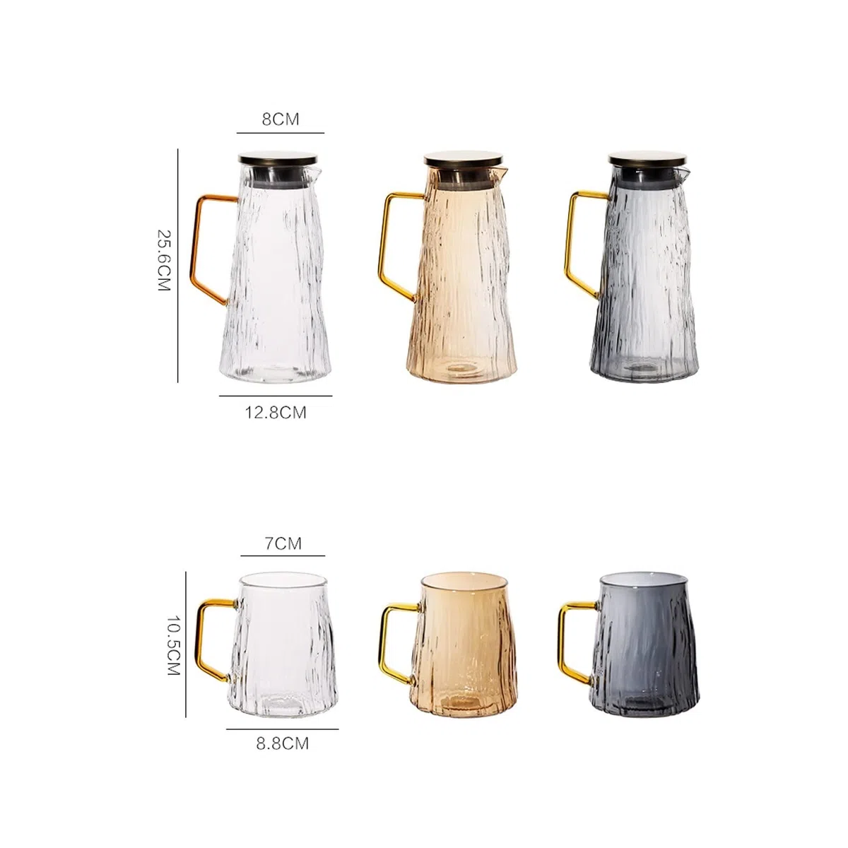 Krüge Glaswasserkessel Set mit 2 Tassen Haushalt Großkapazität Krug Wasserkrug mit Griff for Getränke Tee Heiße und kaltes Wasser Wasserkrug (Color : A)