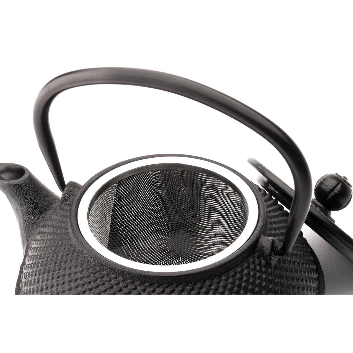 Bredemeijer Teekanne asiatisch Gusseisen Set 0.8 Liter - schwarze Gusskanne mit Henkel & Edelstahl Tee-Filter Sieb-Einsatz für losen Tee & 6 Teebecher & Stövchen & Untersetzer & Deckelheber