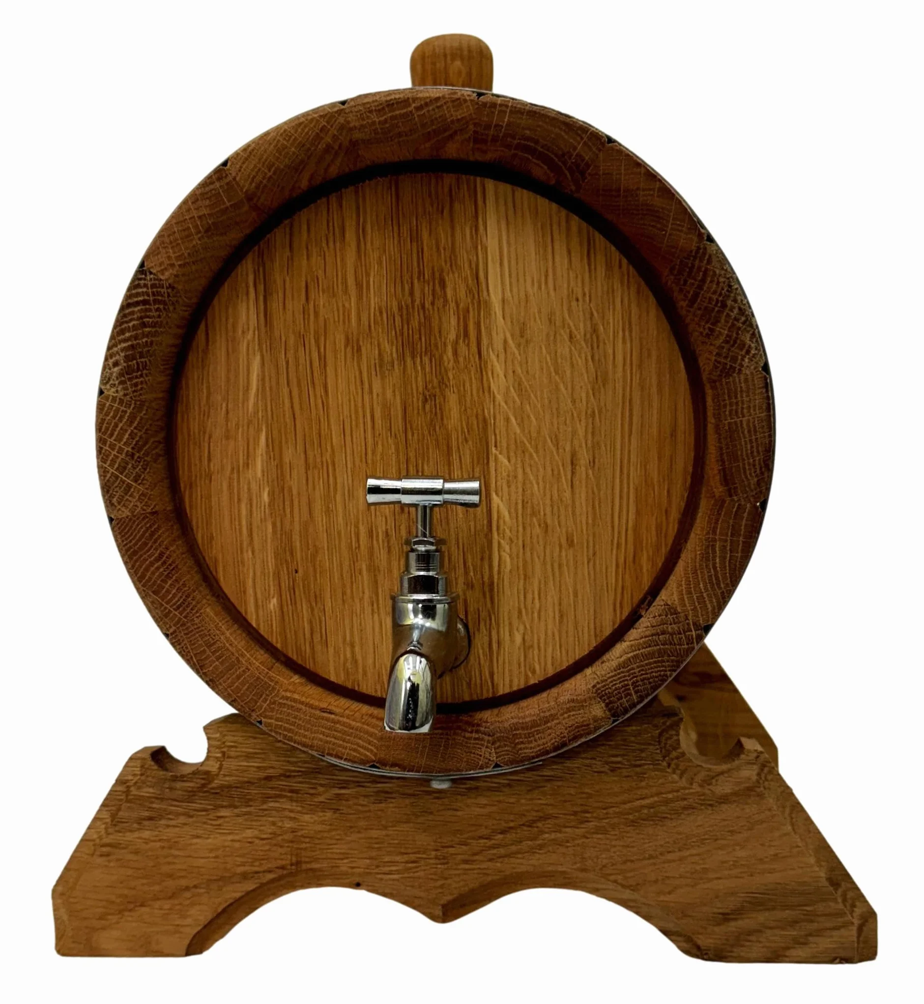 Wooden World - Eichenholzfass mit Zapfhahn auf Ständer - Fass für Wein, Whisky, Brandy - 10 Liter