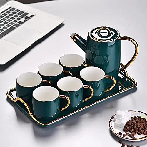 Krug mit Deckel Cold Kettle Keramik-Kaffeetassen und Tablett-Set Krug für Eistee