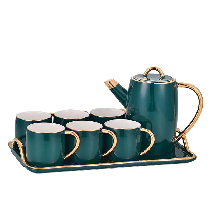 Krug mit Deckel Cold Kettle Keramik-Kaffeetassen und Tablett-Set Krug für Eistee