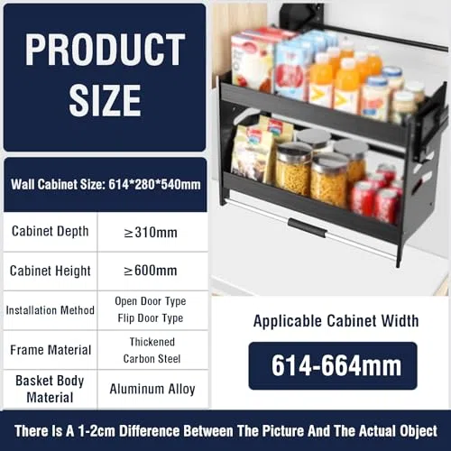 Schrank-Organizer zum Herunterziehen, 2 Ebenen, Küchenschrank, ausziehbar, platzsparend, ideales Gewürzregal, Aufbewahrungsstück für die Küche, einfarbig, 650 mm