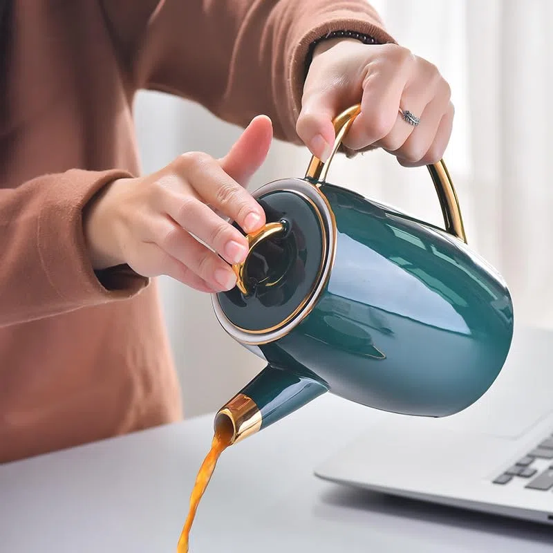 Krug mit Deckel Cold Kettle Keramik-Kaffeetassen und Tablett-Set Krug für Eistee