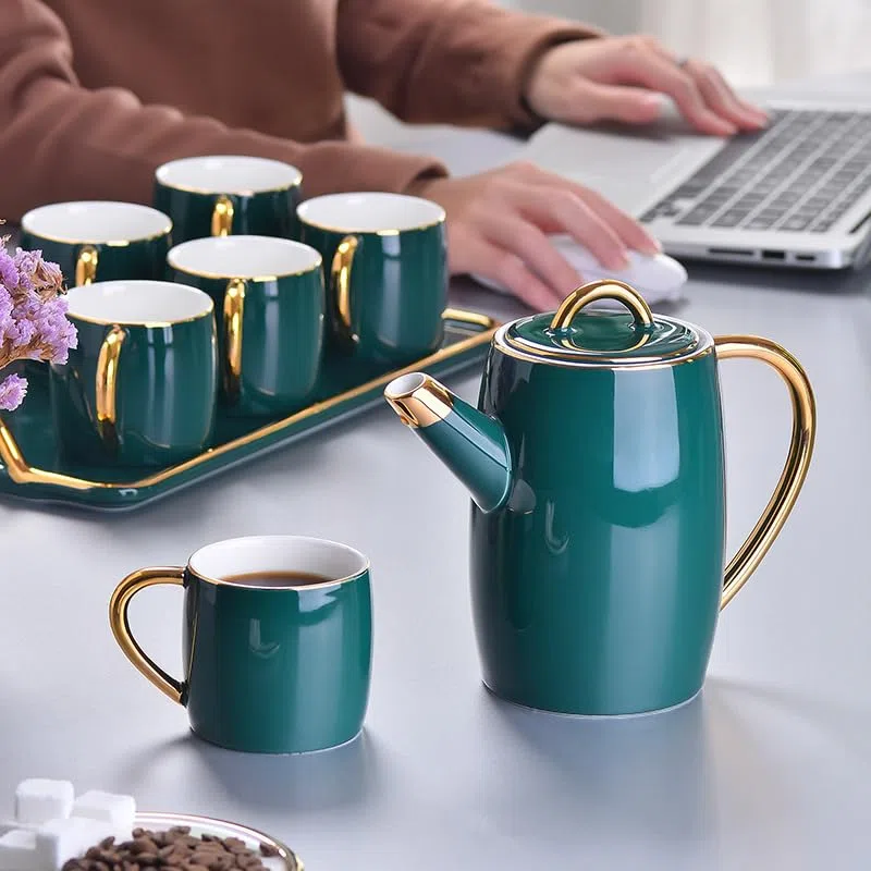 Krug mit Deckel Cold Kettle Keramik-Kaffeetassen und Tablett-Set Krug für Eistee