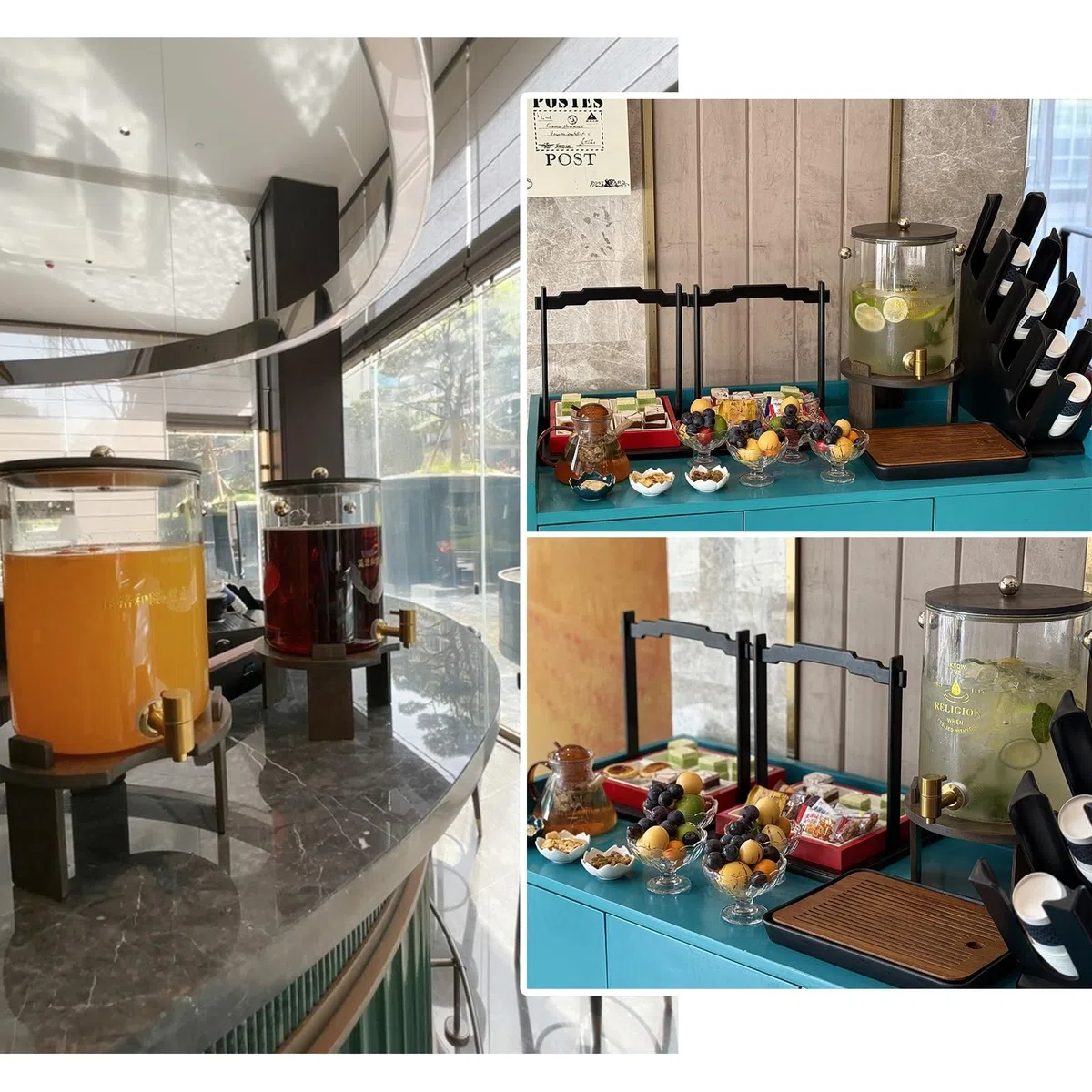 Getränkespender aus Borosilikatglas mit Holzständer, ideal für Partys, Saft und Eistee, 4,2 l Fassungsvermögen