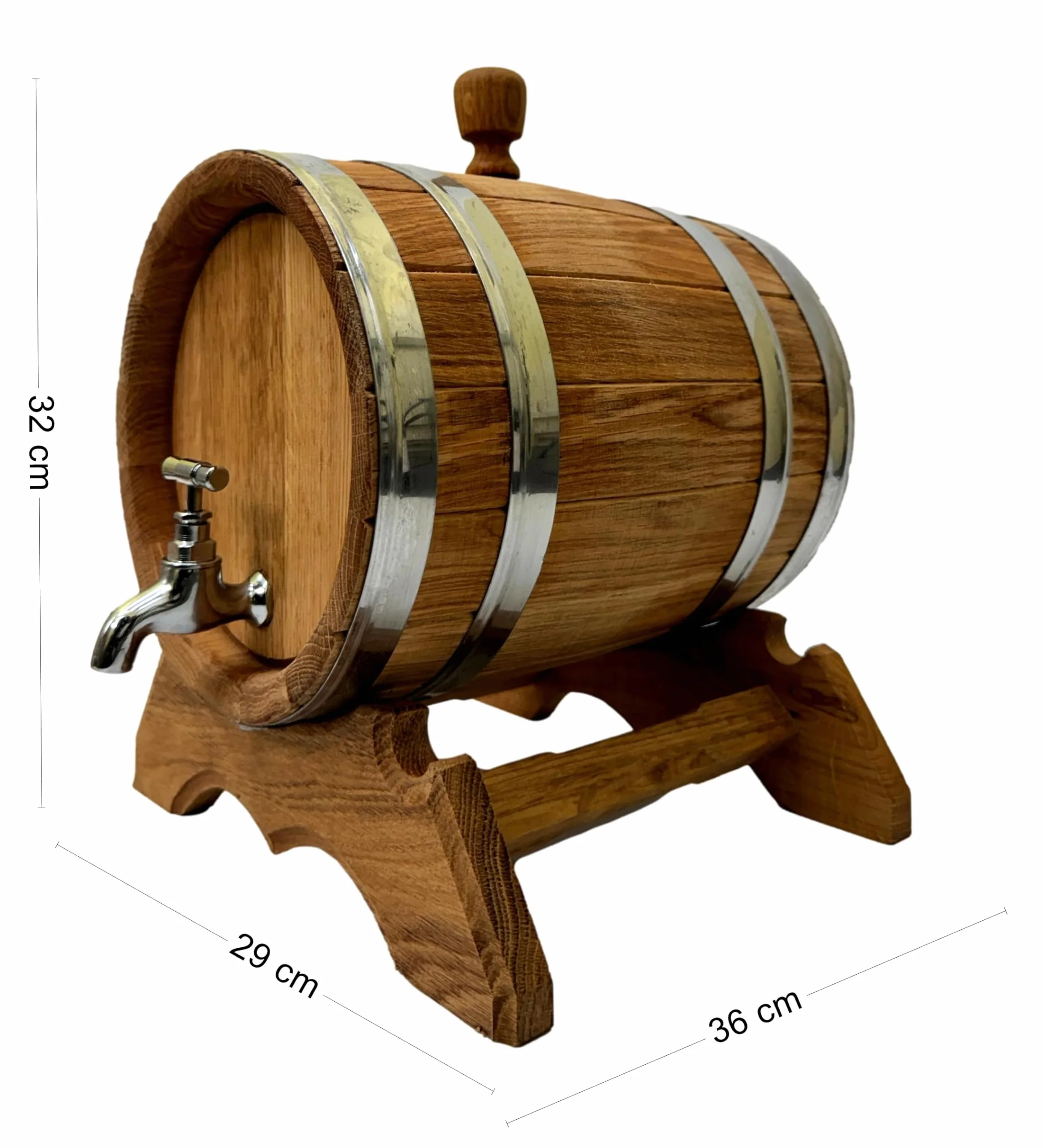 Wooden World - Eichenholzfass mit Zapfhahn auf Ständer - Fass für Wein, Whisky, Brandy - 10 Liter