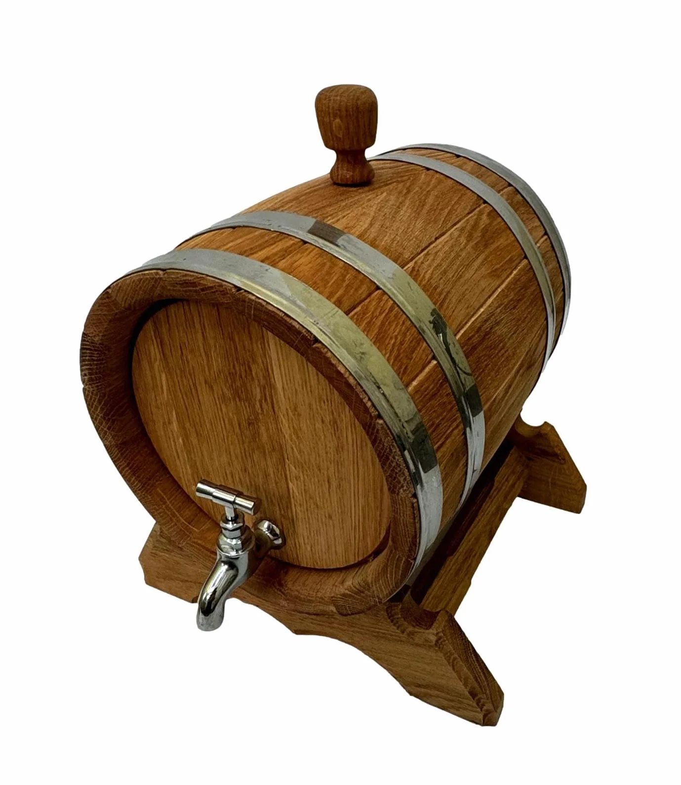Wooden World - Eichenholzfass mit Zapfhahn auf Ständer - Fass für Wein, Whisky, Brandy - 10 Liter