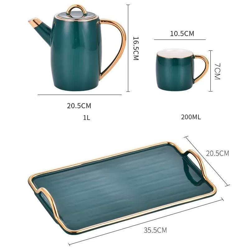 Krug mit Deckel Cold Kettle Keramik-Kaffeetassen und Tablett-Set Krug für Eistee